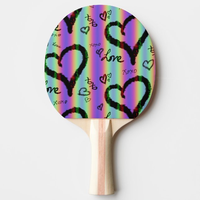Raquette De Ping Pong Scribble Amour Coeur Xoxo Stripe Ping Pong Paddle (Devant)