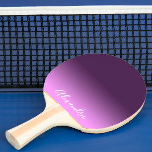 Raquette De Ping Pong Script de nom rose pourpre