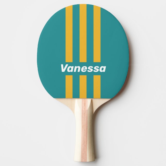 Raquette De Ping Pong Seashell Sunrise Pin Stripes with Name (Devant)