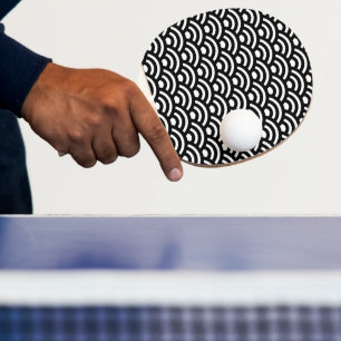 Raquette De Ping Pong Seigaiha, Vagues, Japonais, Noir et Blanc
