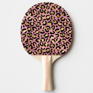 Raquette De Ping Pong Série de design léopard rose et or 15