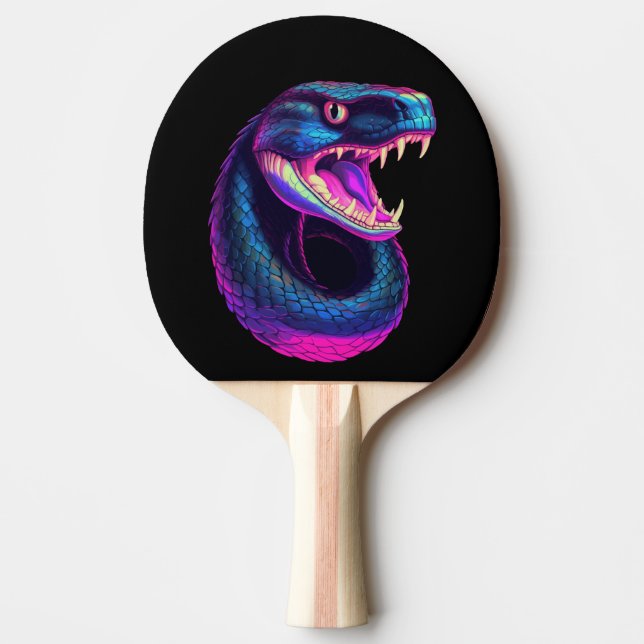Raquette De Ping Pong Serpent de Cobra dans le style esthétique Vaporwav (Devant)