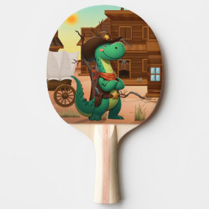Raquette De Ping Pong Shérif de dinosaure mignon/cowboy