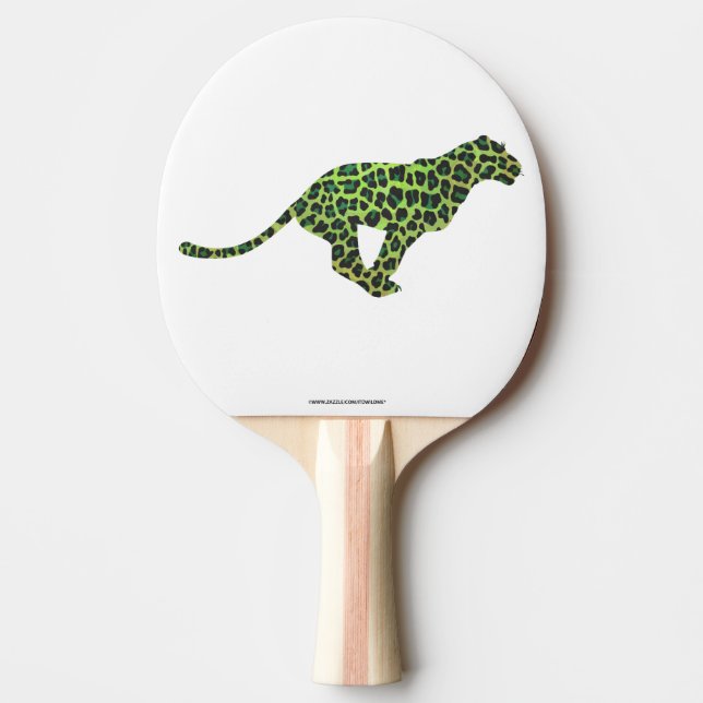 Raquette De Ping Pong Silhouette Leopard noir et vert (Devant)