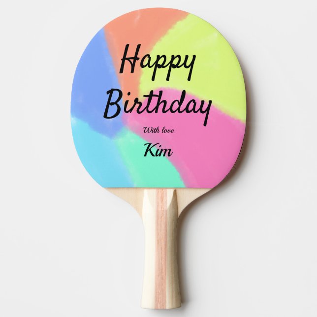Raquette De Ping Pong simple calligraphie minimum heureux anniversaire p (Devant)