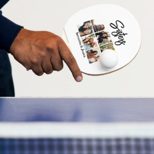 Raquette De Ping Pong Sisters personnalisés Script 6 Collage photo