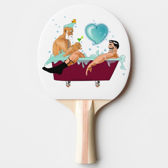 Raquette De Ping Pong SlipperyJoe's deux gays hommes aiment la baignoire (Devant)