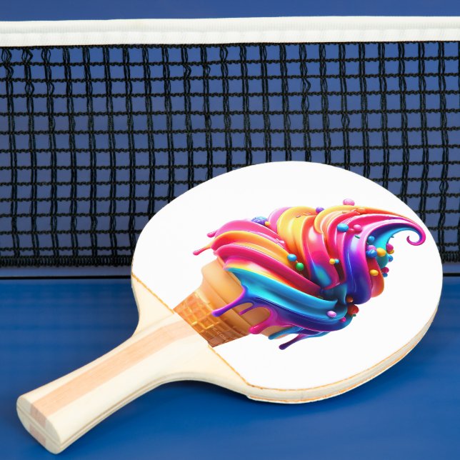 Raquette De Ping Pong SlipperyJoe's vibrante crème glacée cone classique (Insitu)