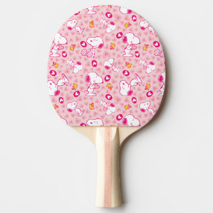 Raquette De Ping Pong Snoopy & Woodstock Motif Coeurs roses
