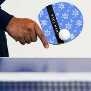 Raquette De Ping Pong Snowflakes blanc, Bleu, Votre nom, Personnaliser