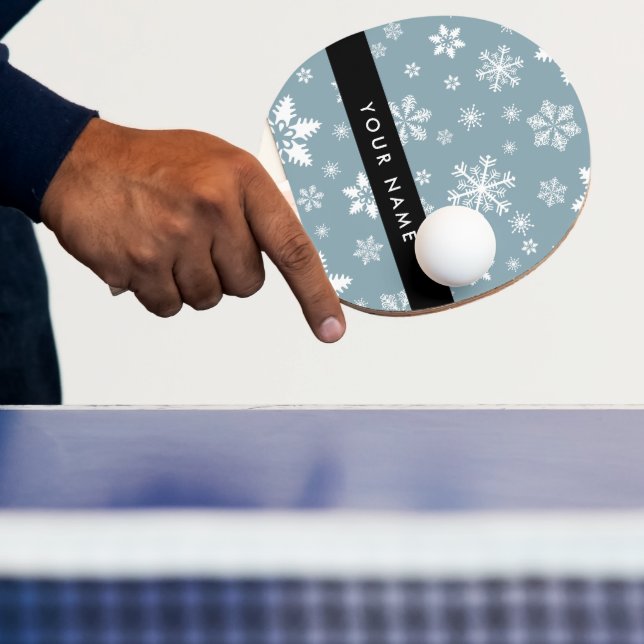 Raquette De Ping Pong Snowflakes blanc, Grey, Votre nom, Personnaliser (Insitu)