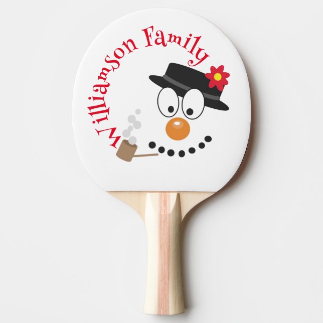 Raquette De Ping Pong Snowman Funny Visage mignonne nouveauté Noël (Devant)