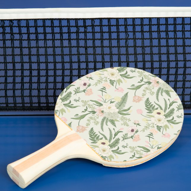 Raquette De Ping Pong Soft Mint Green Garden Motif (Insitu)