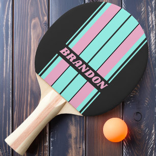 Raquette De Ping Pong Soirée Rétro Planche Prism Rayures avec Nom