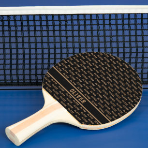 Raquette De Ping Pong Son nom Motif moderne sur noir