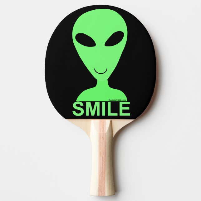 Raquette De Ping Pong Souriez Heureux Alien Geek Humour petits hommes ve (Devant)