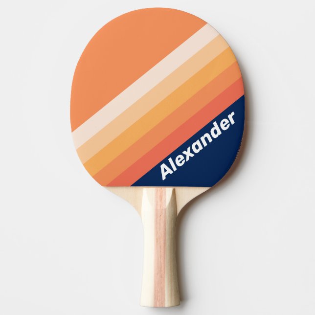 Raquette De Ping Pong Sport Ocean Sun Fall Stripes with Name (Devant)