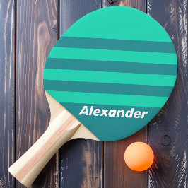 Raquette De Ping Pong Sport Turquoise Beach Breeze Stripes avec nom
