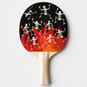 Raquette De Ping Pong Squelettes dansants en flammes pour Halloween