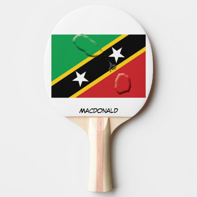 Raquette De Ping Pong ST KITTS NEVIS FLAG & MAP Personnalisé en noir (Devant)