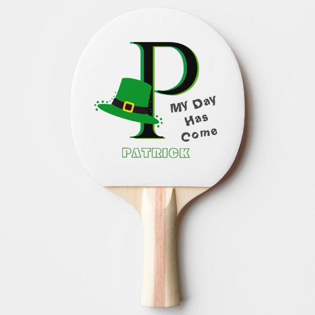 Raquette De Ping Pong St. Patrick's Day Fun Monogramme 3 couleurs (Devant)
