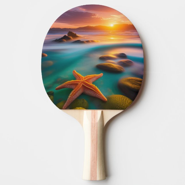 Raquette De Ping Pong Starfish sur la plage à Sunrise (Devant)