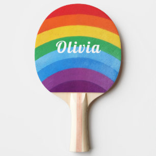 Raquette De Ping Pong Stripes arc-en-ciel personnalisées