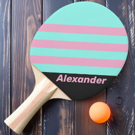 Raquette De Ping Pong Stripes vintages de nuit sport avec nom