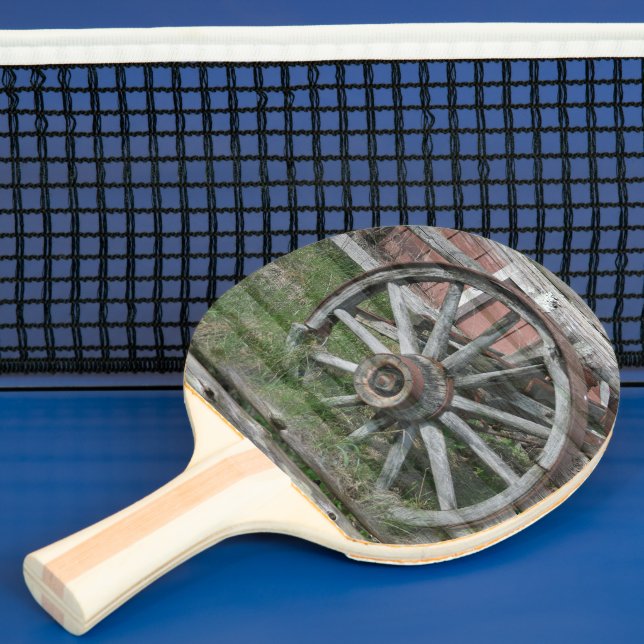 Raquette De Ping Pong Style occidental Rustique Wagon Roue Ping Pong Pad (Insitu)