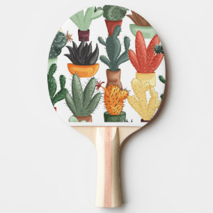 Raquette De Ping Pong Succulents, cactus : mignon motif floral.