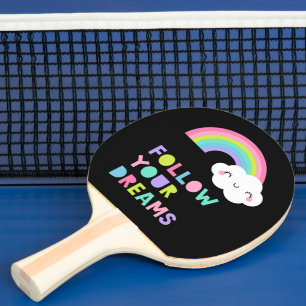 Raquette De Ping Pong Suivez vos rêves Cute Rainbow Cloud