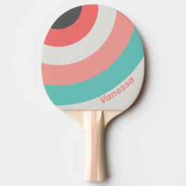 Raquette De Ping Pong Sunbleached Coral Circle Stripe with Name