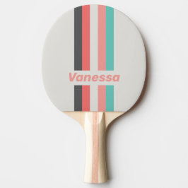 Raquette De Ping Pong Sunbleached Coral Pin Striped with Name