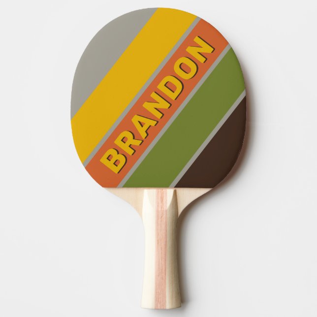 Raquette De Ping Pong Sunset Clover Bold Striped with Name (Devant)