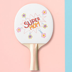 Raquette De Ping Pong Super Mom Flower Comic Bubble Fête des mères