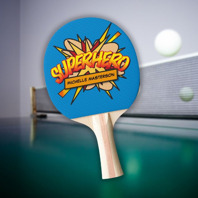 Raquette De Ping Pong SUPERHERO Fun Retro Comédie Livre Pop Art (Créateur téléchargé)