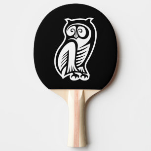 Raquette De Ping Pong Symbole hibou blanc