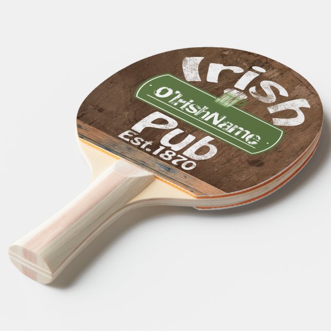 Raquette De Ping Pong Symbole personnalisé Irish Pub Old Keg (Dos Angle)