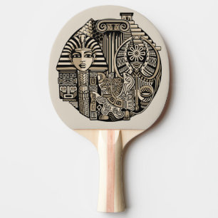 Raquette De Ping Pong Symboles historiques anciens Style de tatouage