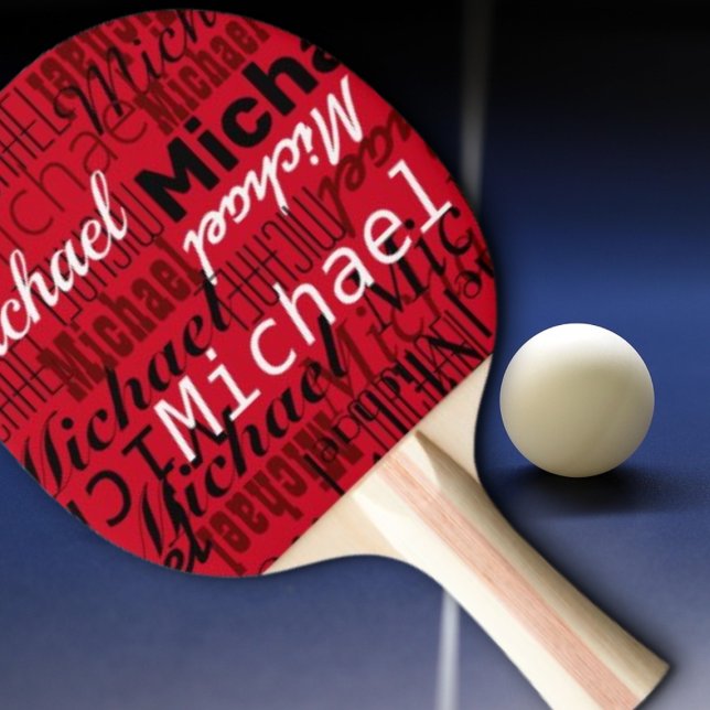 Raquette De Ping Pong table_rouge nom du joueur de tennis personnalisé (Créateur téléchargé)