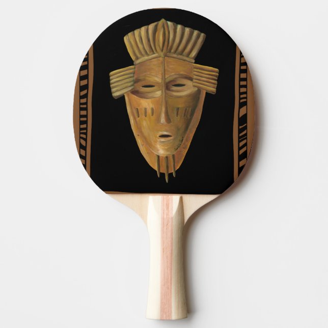 Raquette De Ping Pong Tableau de Masque Africain par Chariklia Zarris (Devant)