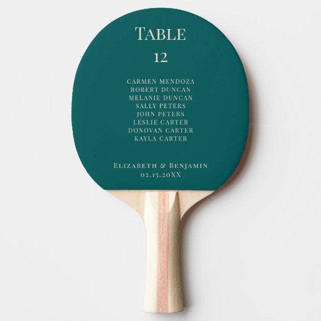 Raquette De Ping Pong Tableau mariage Numéro de siège Tableau Turquoise  (Devant)