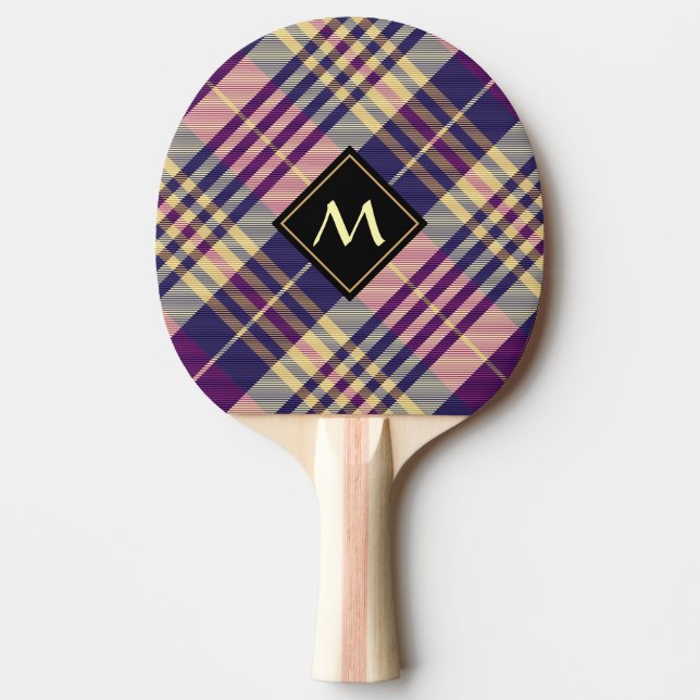 Raquette De Ping Pong Tartan mauve, or et bleu (Devant)