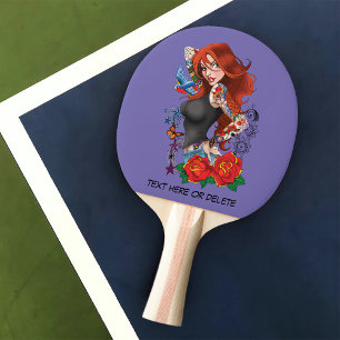 Raquette De Ping Pong Tatouages de femme rousse