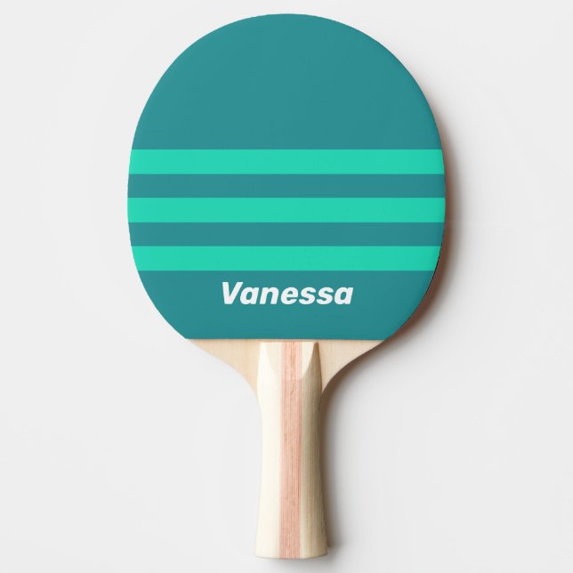 Raquette De Ping Pong Teal Beach Breeze Across Striping with Name (Devant)