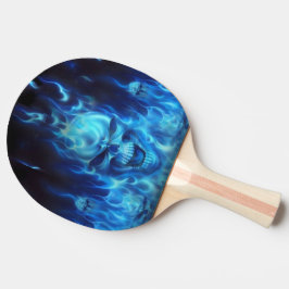 Raquette De Ping Pong tête bleue de crâne en flammes bleues