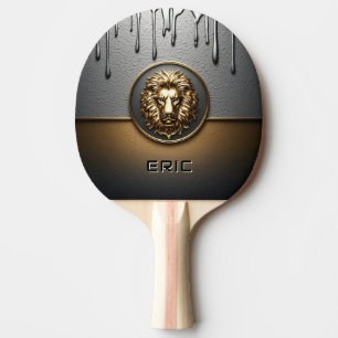 Raquette De Ping Pong Tête de Lion Doré avec Métal qui Coule 🦁