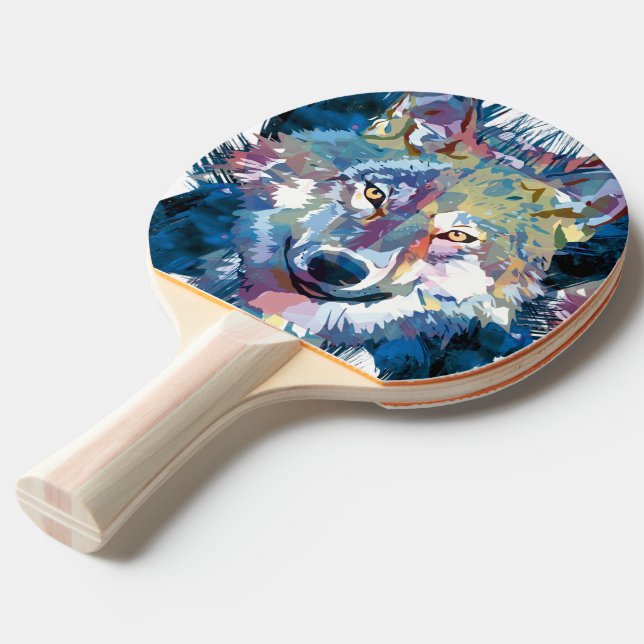 Raquette De Ping Pong Tête de loup gris - Loup (Devant Angle)