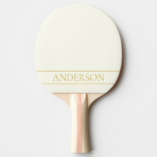 Raquette De Ping Pong Texte personnalisable simple et élégant   Or blanc