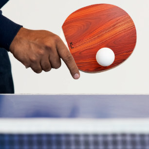 Raquette De Ping Pong Texture en bois de cerisier monogramme personnalis
